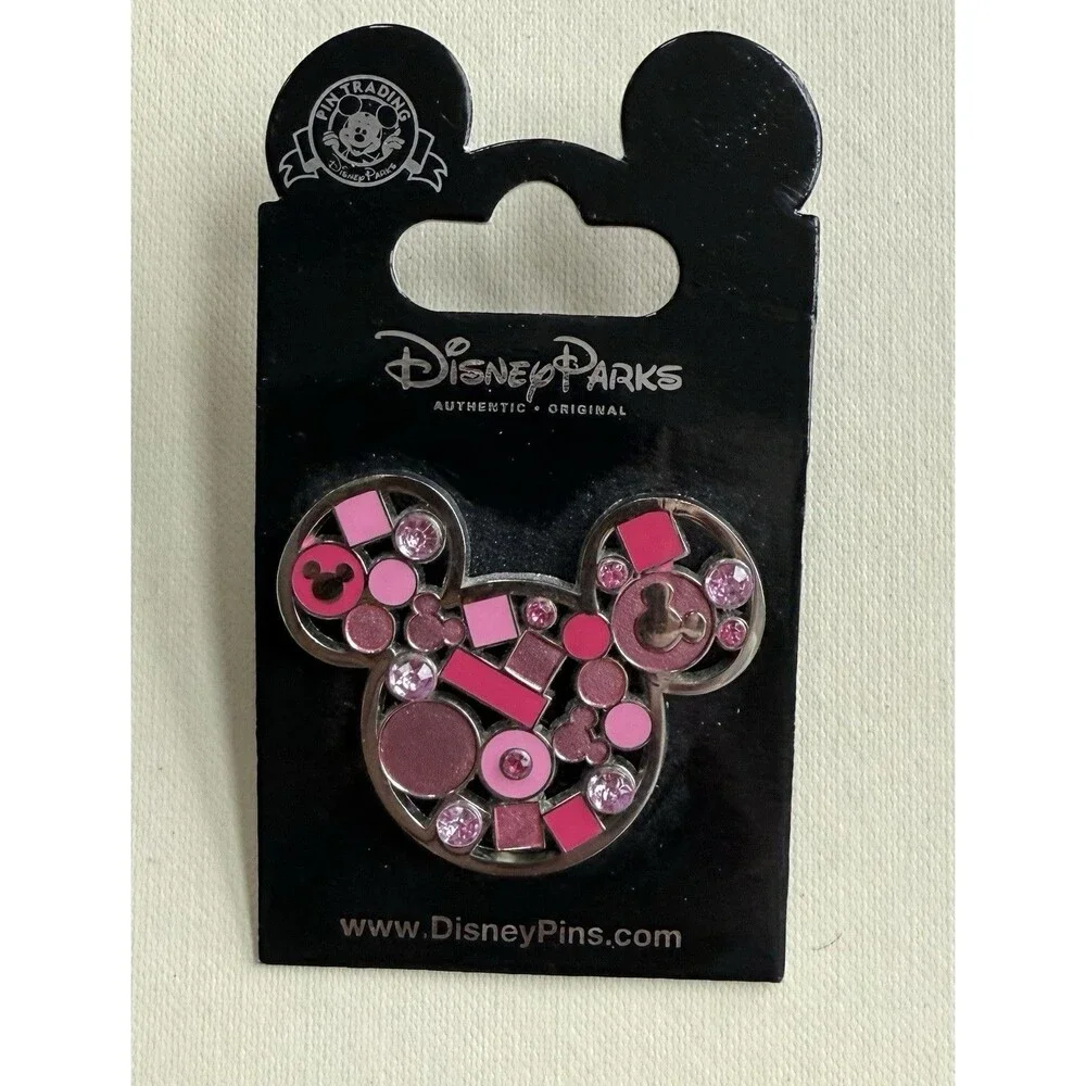 Pin Minnie Mouse Disney Parks Authentic Trading Pink Rhinestones Bling FLORIDA